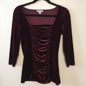 Boston Proper Velvet Ruched Front Top Size Small